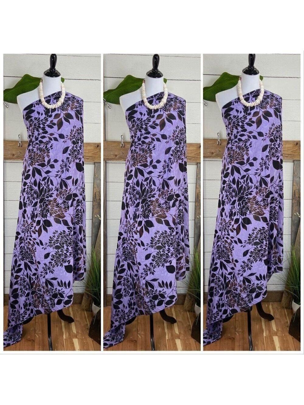 Purple/ Brown/Black Floral SARONG Pareo Lavalava Beach Wrap Skirt Summer Scarf